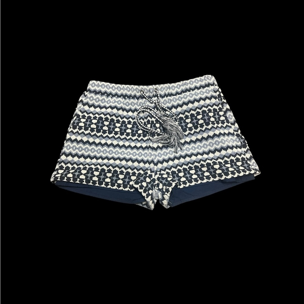 Women’s Blue & White Aztec Print Drawstring Shorts